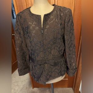 Albert Nipon Brown brocade Floral Fitted jacket
